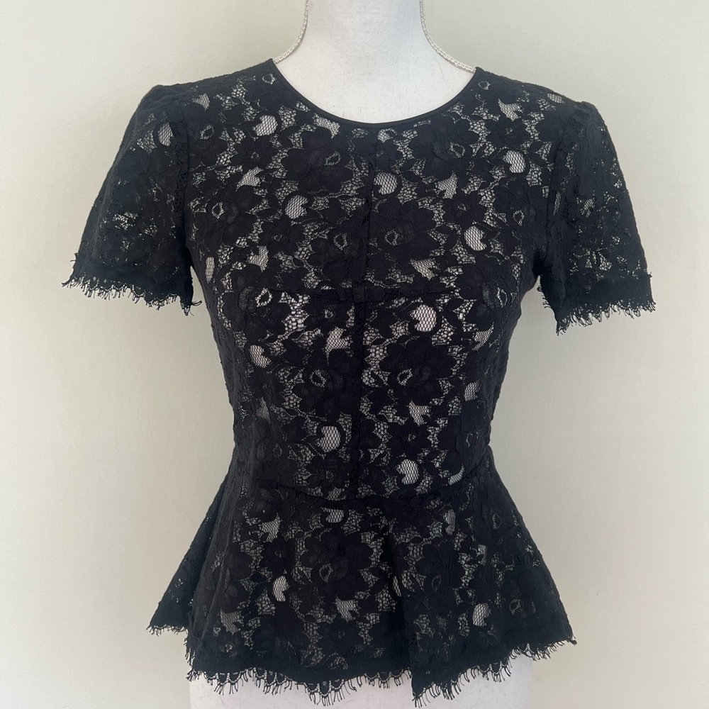 BCBG Lace Peplum Top Size XS